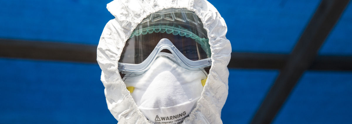 Ebola Worker in uniform closeup