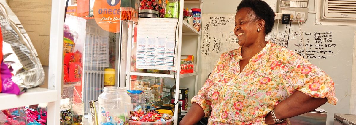 woman smiling in store